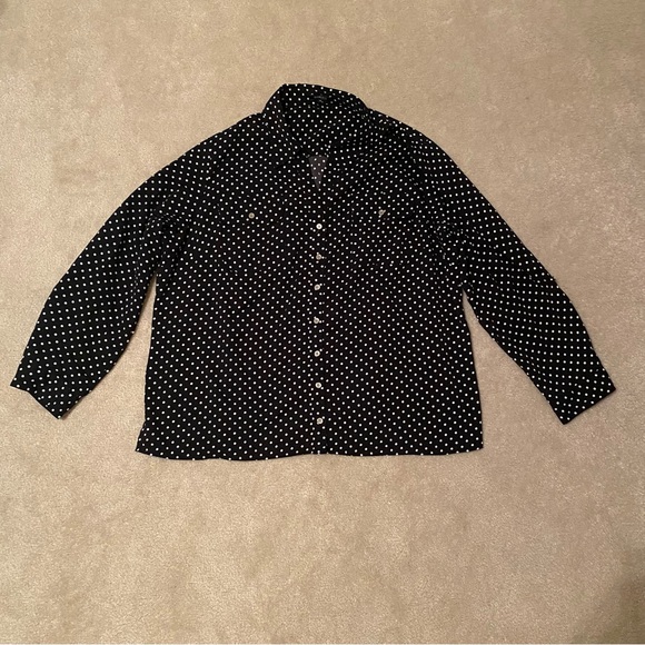 BLACK and WHITE POLKA DOT BLOUSE 3X by Elementz SHIRT - Picture 1 of 11
